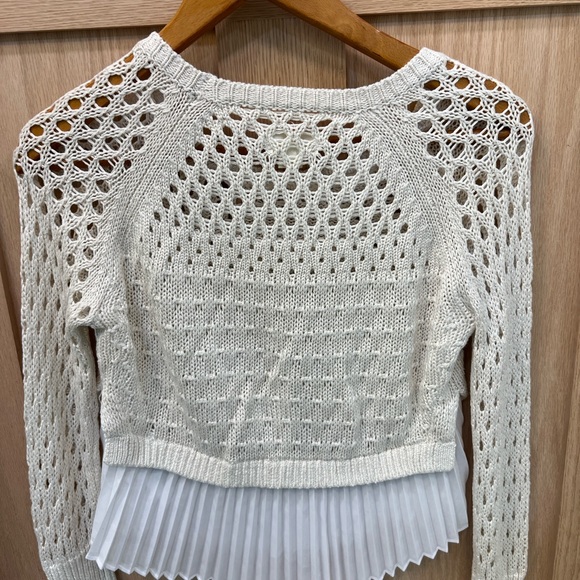 Maeve White Knit Sweater with Pleated Hem XS - Picture 2 of 4